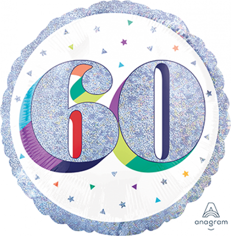 45cm Foil Round Balloon Here's To You 60 #39659- Each (Pkgd.)