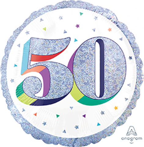 45cm Foil Round Balloon Here's To You 50 #39658- Each (Pkgd.)