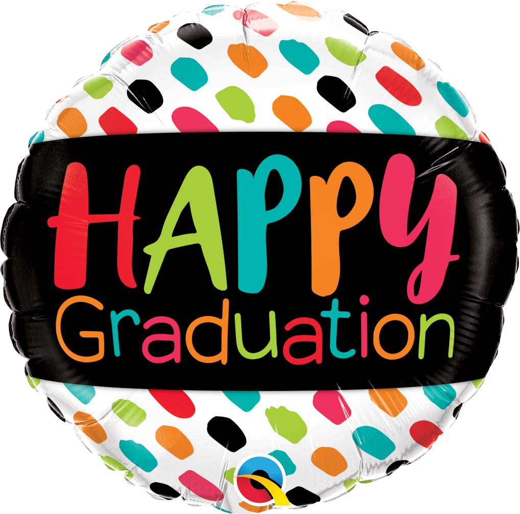 45cm Round Foil Happy Graduation Colour Dabs #55839 - Each (Pkgd.)