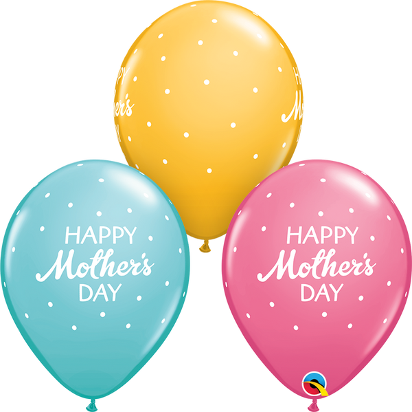 28cm Round Latex Special Assortment Mother's Day Petite Polka Dots #57108 - Pack of 50