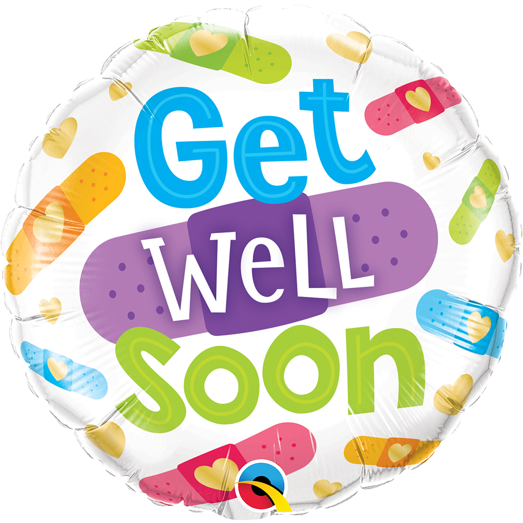 45cm Round Foil Get Well Soon Bandages #57304 - Each (Pkgd.)