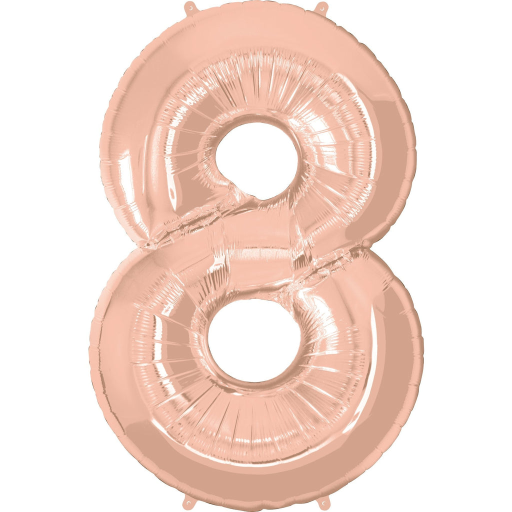 86cm Number Foil Number Eight Rose Gold #57879 - Each (Pkgd.)