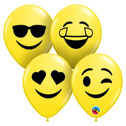 12cm Round Yellow Smiley Faces (Black) Assortment #57961 - Pack of 100