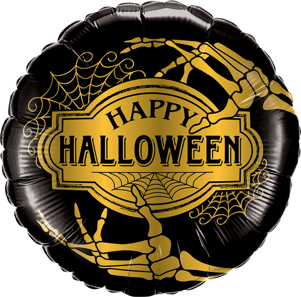 45cm Round Foil Halloween Golden Skeleton #58150 - Each (Pkgd.)