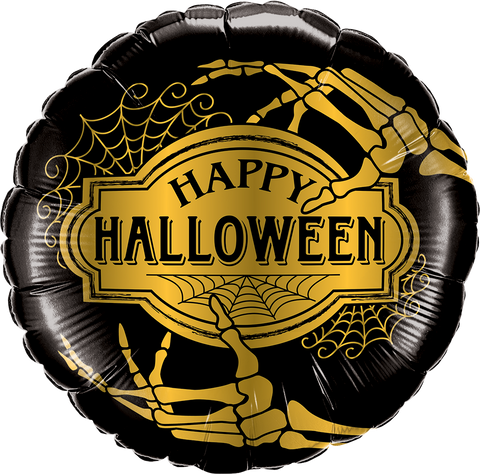 45cm Round Foil Halloween Golden Skeleton #58150 - Each (Pkgd.)