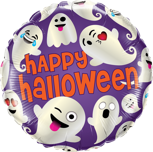 45cm Round Foil Halloween Emoticon Ghosts #58153 - Each (Pkgd.)