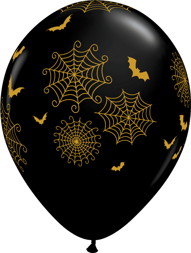 28cm Round Onyx Black Spider-Webs and Bats #58268 - Pack of 50