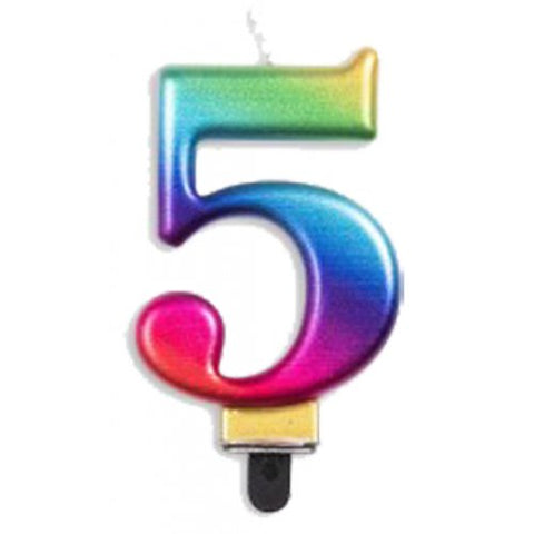 Jumbo Numeral Candle RAINBOW FIVE #431235 Each