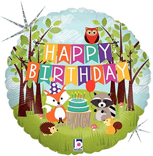 45cm Round Foil Woodland Birthday party #2536178 - Each (Pkgd.)