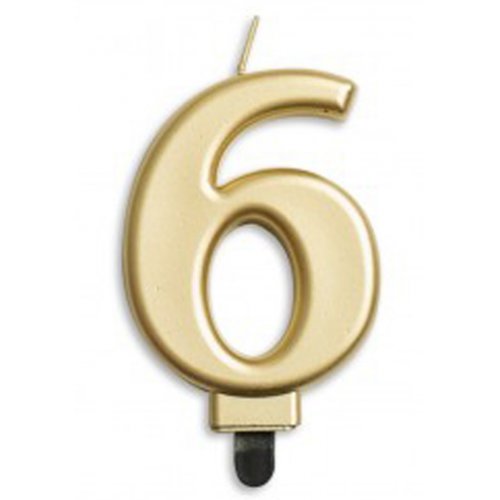 Jumbo Numeral Candle GOLD SIX #431266 Each