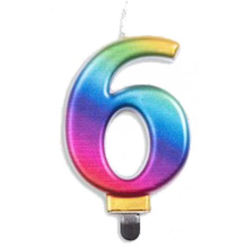 Jumbo Numeral Candle RAINBOW SIX #431236 Each