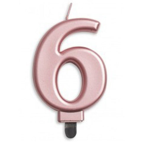 Jumbo Numeral Candle ROSE GOLD SIX #431276 Each