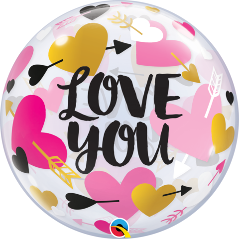 56cm Single Bubble Love You Hearts & Arrows #78457 - Each