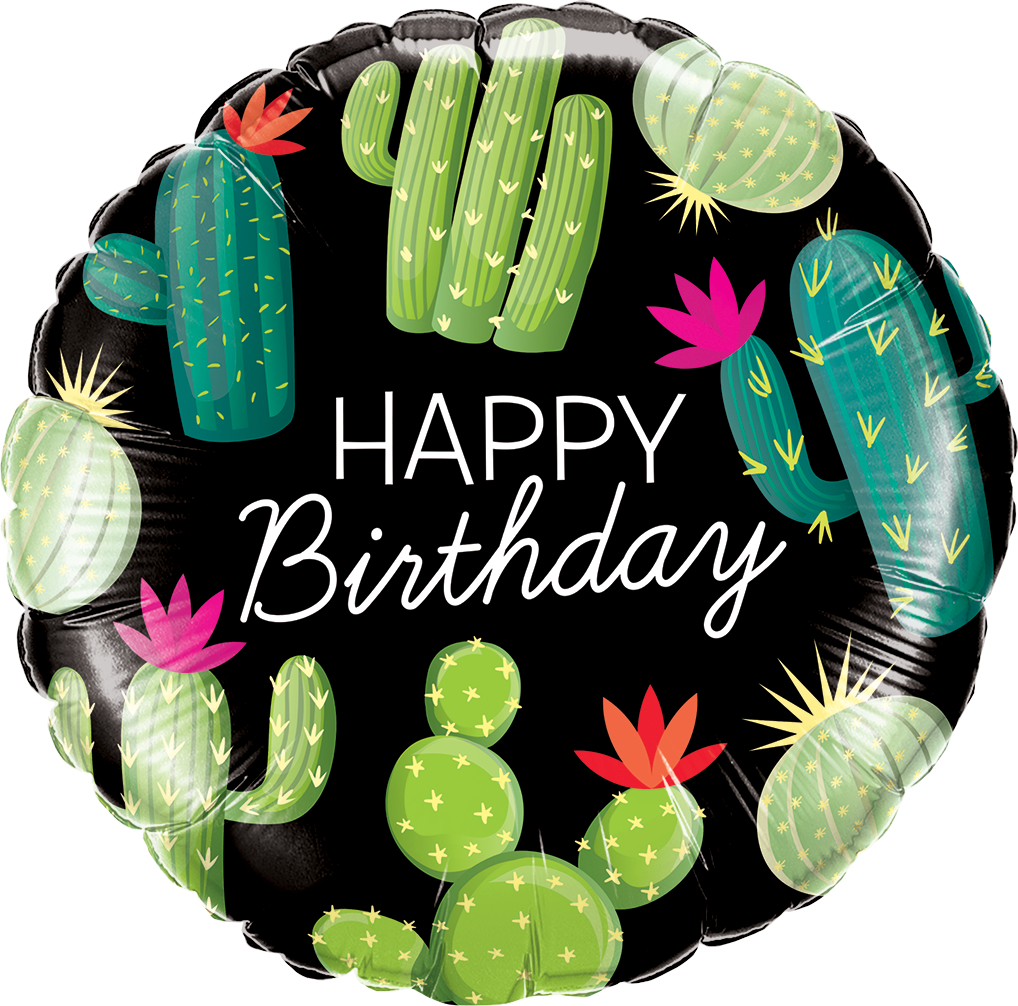 45cm Round Foil Birthday Cactuses #78662 - Each (Pkgd.)