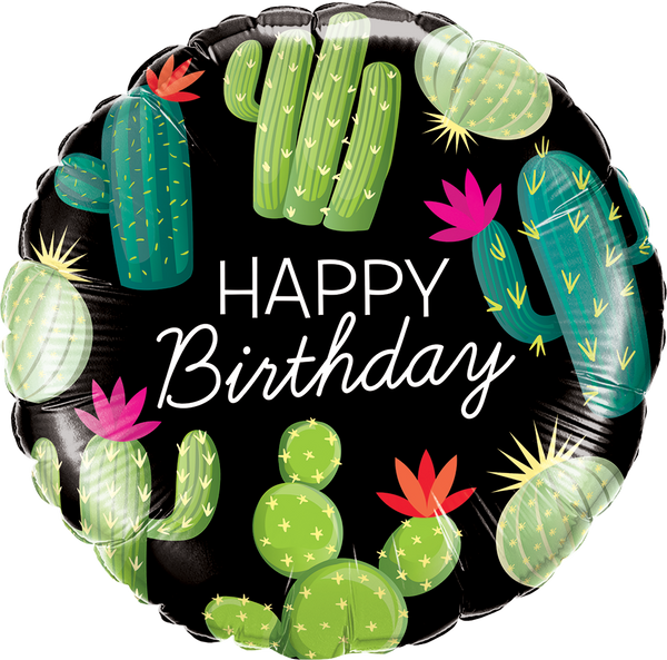 45cm Round Foil Birthday Cactuses #78662 - Each (Pkgd.)