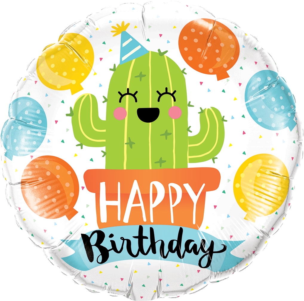 45cm Round Foil Birthday Party Cactus #78664 - Each (Pkgd.)