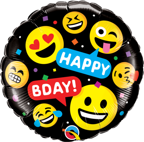 45cm Round Foil Smileys Birthday #78718 - Each (Pkgd.)