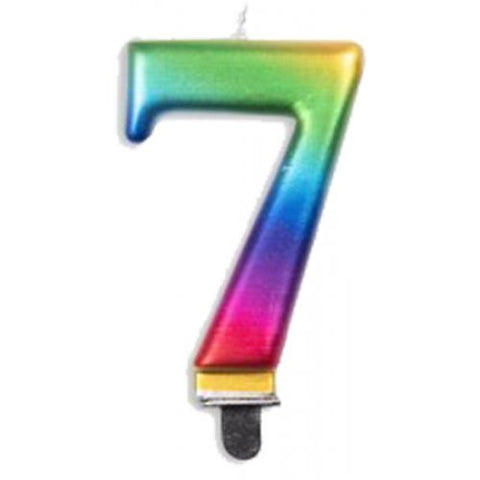 Jumbo Numeral Candle RAINBOW SEVEN #431237 Each