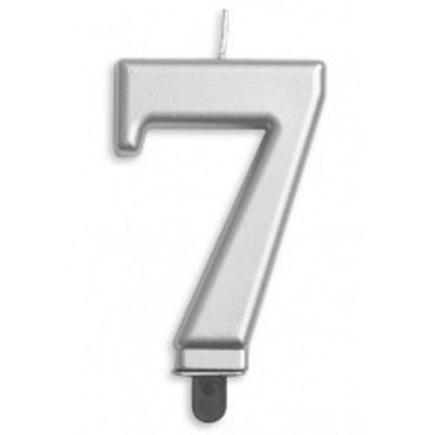 Jumbo Numeral Candle SILVER SEVEN #431257 Each