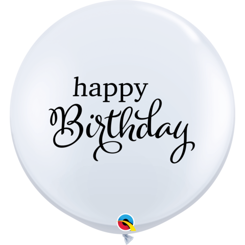 90cm Round White SIMPLY Happy Birthday #88200 - Pack of 2