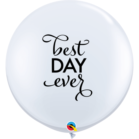 90cm Round White SIMPLY Best day Ever #88201 - Pack of 2