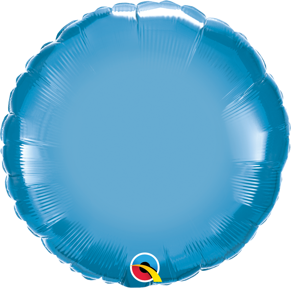 45cm Round Foil Chrome Blue Plain #89541 - Each (Unpkgd.)