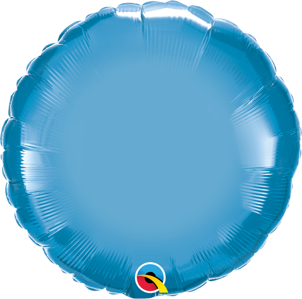 45cm Round Foil Chrome Blue Plain #89541 - Each (Unpkgd.)