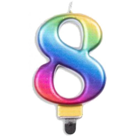 Jumbo Numeral Candle RAINBOW EIGHT #431238 Each