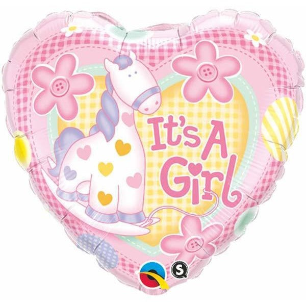 45cm Heart Foil It's A Girl Soft Pony #91297 - Each (Pkgd.)