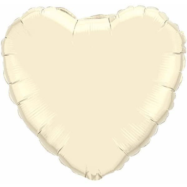 45cm Heart Foil Pearl Ivory Plain Foil #99347 - Each (Unpkgd.)