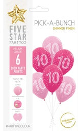 30cm Pick A Bunch GIRL 10th Birthday- pack of 6 #750018