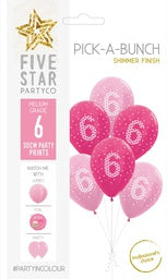 30cm Pick A Bunch GIRL 6th Birthday- pack of 6 #750010