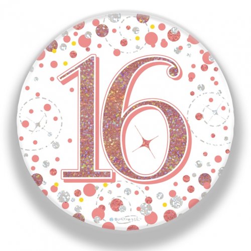 BADGE 75mm FIZZ B'day 16th Rose Gold #OT654310