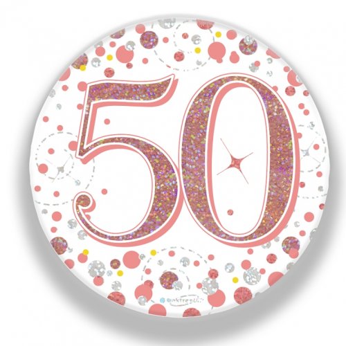 BADGE 75mm FIZZ B'day 50th Rose Gold #OT654365