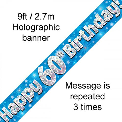 2.7m BANNER Blue BIRTHDAY 60th #AP109453