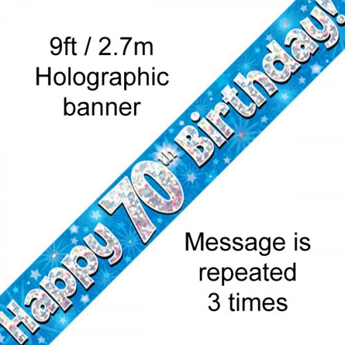 2.7m BANNER Blue BIRTHDAY 70th #AP109454