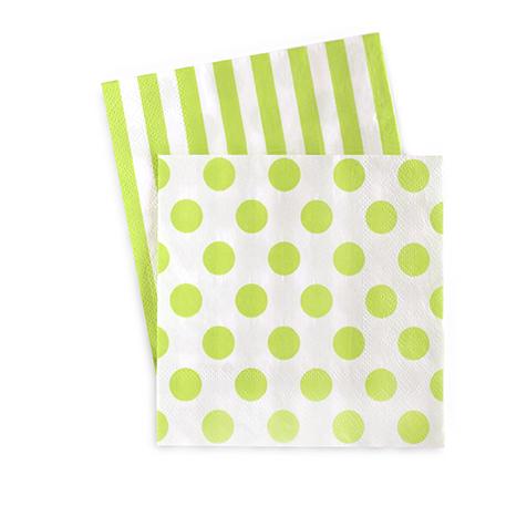 Bev Napkin APPLE Green Spot/Stripe 20 Pack #PEAG1013