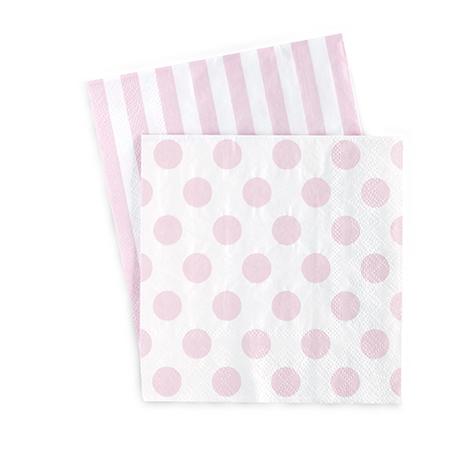 Bev Napkin MARSHMELLOW Pink Spot/Stripe 20 Pack #PEMP2966