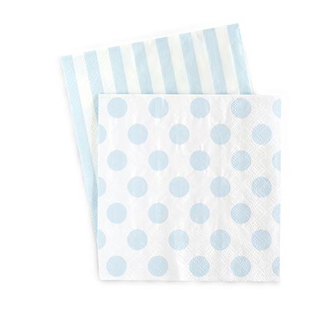 Bev Napkin POWDER BLUE Spot/Stripe 20 Pack #PEPB1075