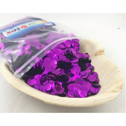 Confetti 1cm Metallic PURPLE 250 grams #204609 - Resealable Bag