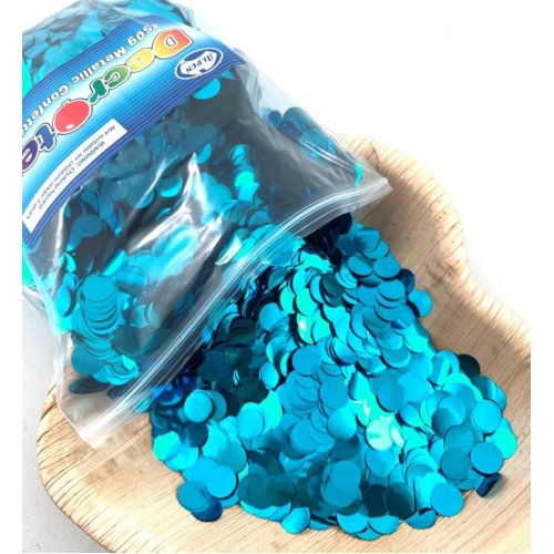 Confetti 1cm Metallic TEAL 250 grams #204616 - Resealable Bag