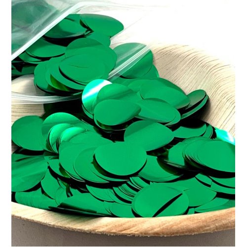 Confetti 2.3cm Metallic GREEN 250 grams #204634 - Resealable Bag