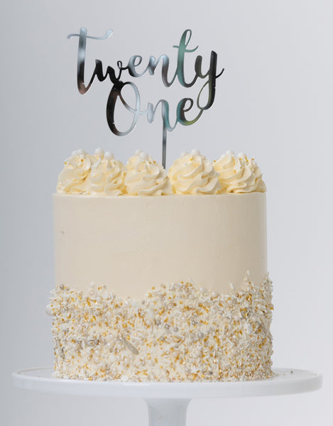 Cake Topper TWENTY ONE Silver 1pk #FS420110