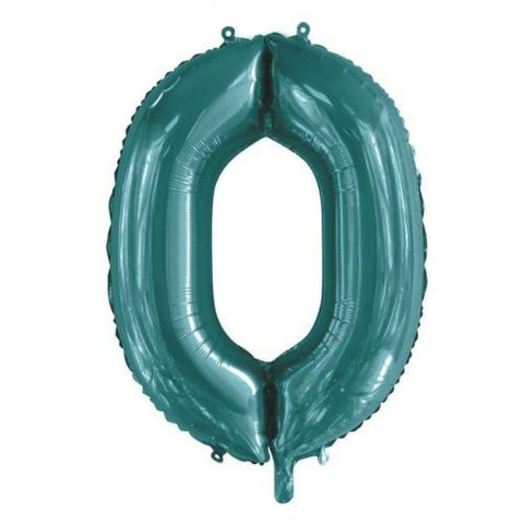 86cm Foil Number Zero Teal #AP213810- Each (Pkgd.)