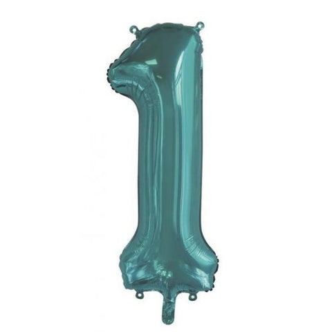 86cm Foil Number One Teal #AP213811- Each (Pkgd.)