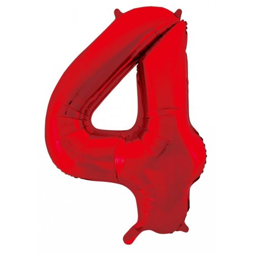 86cm Foil Number Four Red #AP213824 - Each (Pkgd.)