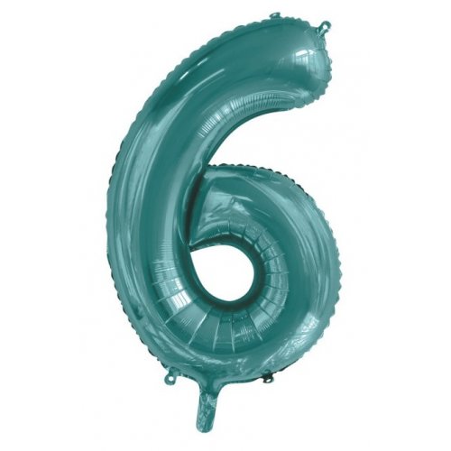 86cm Foil Number Six Teal #AP213816 - Each (Pkgd.)