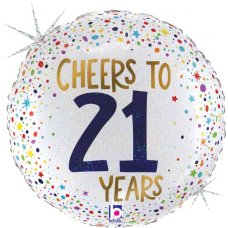 45cm Round Foil Balloon Cheer to 21 Years #G26213GHP - Each (Pkgd.)