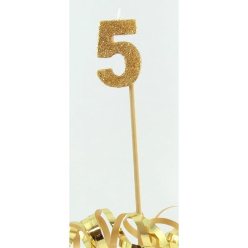 Long Stick Candle Five Gold #447805 Each