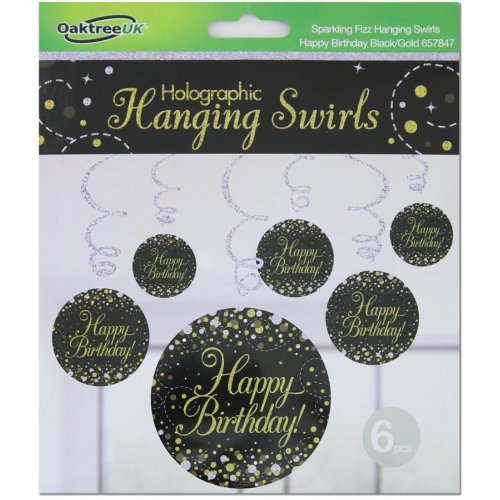 Hanging Swirl SPARKLING FIZZ H. Birthday Black/Gold #APOT657847